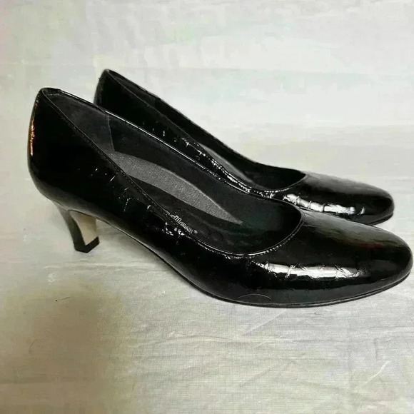 Walking Cradles Joy Pump Heel Black Croc Womens Size 7.5 - Picture 3 of 7